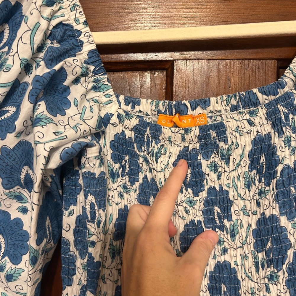 Oliphant Blue Floral Smocked dress